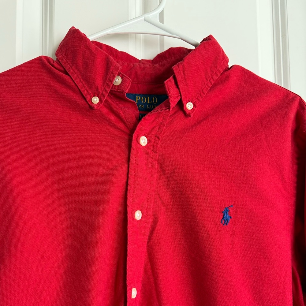 Polo by Ralph Lauren Men's Red Classic Fit Oxford Shirt - Picture 3 of 5